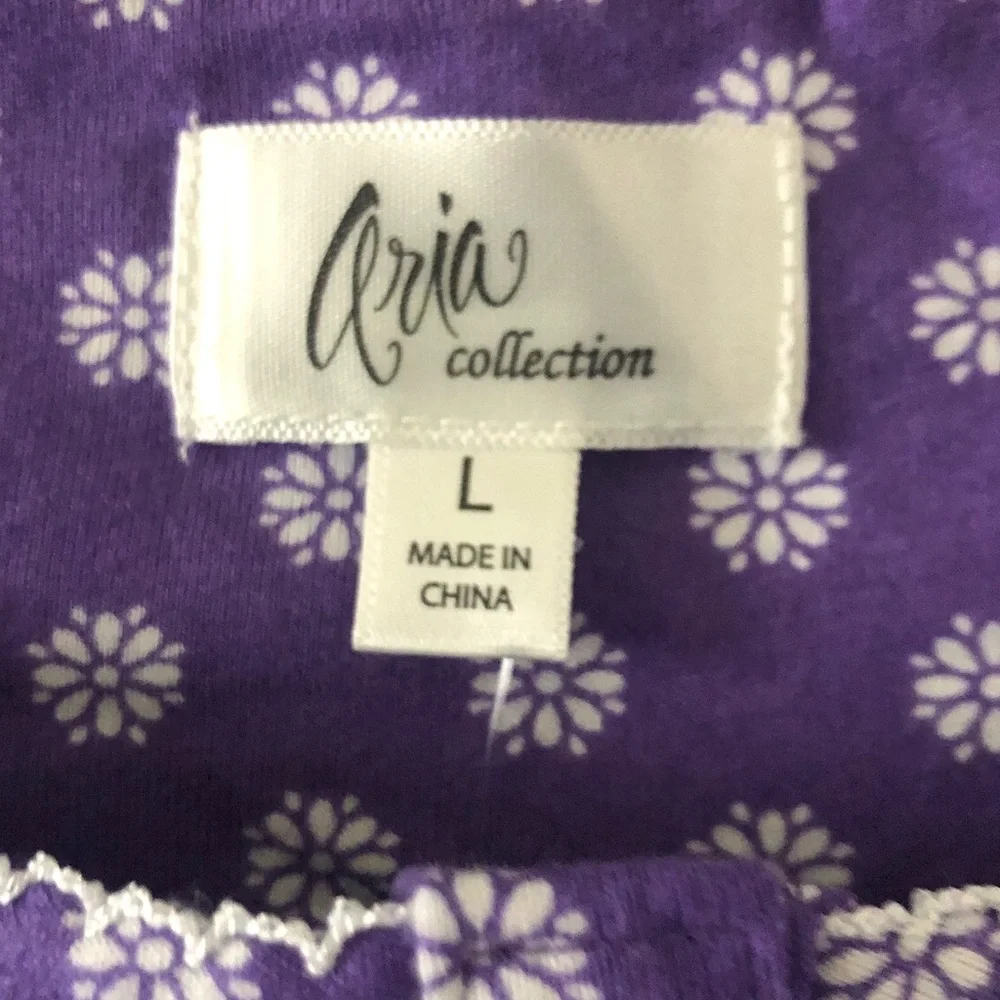 Aria Collection Purple Floral Sleeveless Nightgown NWT L